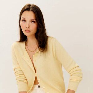 Reformation Clara Cashmere Crew Cardigan Yellow - Size XS